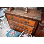 A late Victorian bedroom chest three long drawers ,bit shabby but seems sound