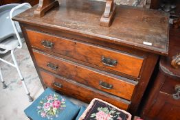 A late Victorian bedroom chest three long drawers ,bit shabby but seems sound
