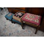 A selection of footstools including pair with ball and claw feet