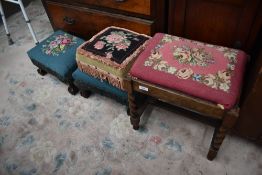 A selection of footstools including pair with ball and claw feet