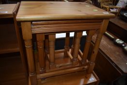 A modern pine nest of three occasional tables, width of top table approx. 51cm