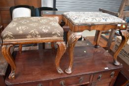 Two early 20th Century dressing table stools (not a pair, both nice designs)