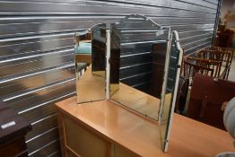 A vintage triptych dressing table mirror, height approx. 52cm