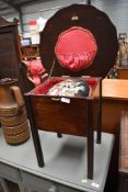 An early to mid 20th Century sewing table and a woolwork footstool