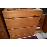 A vintage teak six drawer bedroom chest, width approx. 82cm