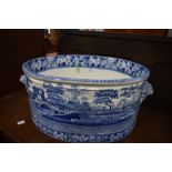 A large Copeland Spode blue and white footbath, blue circle stamp to base