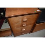 A vintage teak or sapele four drawer bedside or similar chest, width approx. 44cm