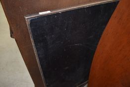 An antique folding card table, top badly damaged, approx 56 x 56cm