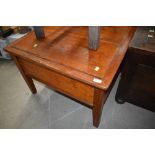 A part pitch pine box table, width approx. 76cm