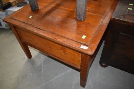 A part pitch pine box table, width approx. 76cm