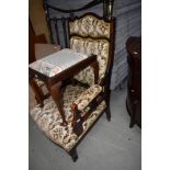 A Victorian style stained frame armchair and an early 20th Century Queen Anne style dressing table