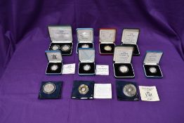 A collection of GB Silver Coins including 1889 Double Florin, 1996, 1998 & 1999 Silver Proof £1,
