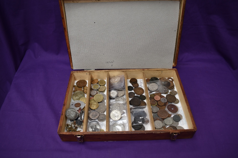 A box of GB, Commonwealth and World coins including 1874 & 1914 Silver Halfcrowns, 1891 Jubilee