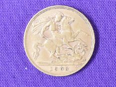 A 1908 Edward VII Gold Half Sovereign