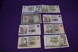 A collection of Scottish Banknotes from three different banks, £50-£1, Uncirculated to used, The