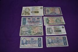 A collection of Scottish Banknotes from four different banks, Clydesdale and North of Scotland