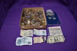 A collection of GB and World Coins including Halfcrown, small amount of US currency etc