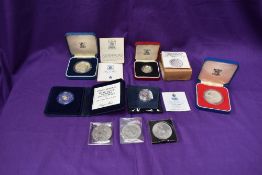 Two £1 Silver Proof Coins 1983 & 1997 in cases, A 1982 25p Silver Proof Coin in case along with five