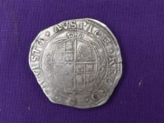 A Charles I Silver Half Crown, 1643-1646, King on Horseback, Round Garnished Shield