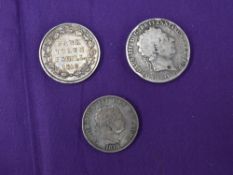 A George III 1819 Silver Crown, a George III 1819 Silver Half Crown and a George III 1815 Silver 3