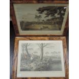 A pair of reproduction prints, after Hewitt, Hare Hunting and Partridge Shooting, 40 x 50cm, plus