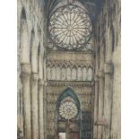 An etching, after Henri Rankin, Cathedral, indistinctly signed, 53 x 32cm, plus frame and glazed