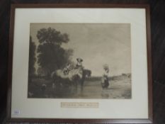 A print, sepia, Returning from Market, 38 x 46cm, plus frame and glazed