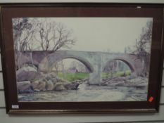 A watercolour, Alan Healey, Devil's Bridge Kirkby Lonsdale, signed and dated 1984, plus frame and