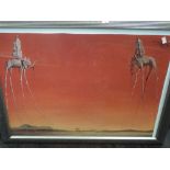 A decotative print, after Dali,The Elephants, 52 x 69cm, plus frame and glazed