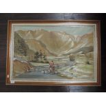 An oil painting, Chandos, mountain hunt, 50 x 154cm, framed