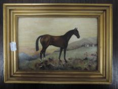 An oil painting on board, horse study, 15 x 22cm, plus frame