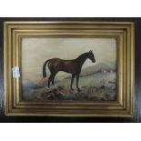 An oil painting on board, horse study, 15 x 22cm, plus frame