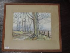 A watercolour, Wheeler, woodland track, signed, 27 x 37cm, plus frame and glazed