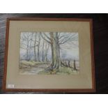 A watercolour, Wheeler, woodland track, signed, 27 x 37cm, plus frame and glazed