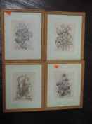 A set of four prints, still life, 22 x 16cm, plus frame and glazed