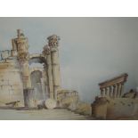 Three watercolours, Virginia Clucas, Roman Shoe Castle Korigos, 22 x 30cm and 27 x 21cm, and