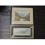 A watercolour, S W, Flushing, Cornwall, initialled, 10 x 23cm, plus frame and glazed, a watercolour,