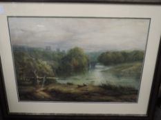 A watercolour, G Richardson, river landscape, presumed Durham,19th century, signed and dated 1882,