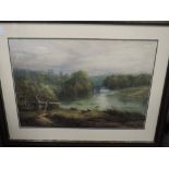 A watercolour, G Richardson, river landscape, presumed Durham,19th century, signed and dated 1882,