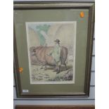 A re-print, fat cattle Tavistock Farm, 37 x 26cm, plus frame and glazed