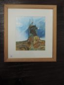 An acrylic painting, Beryl Moorby, Windmill, initialled, and attributed verso, 32 x 28cm, plus frame