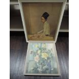 A print, after E Byatt, June Fragrance, 50 x 44cm, plus frame and glazed, and a print, after