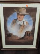 A print, after S Coffield, John Wayne, 60 x 45cm, plus frame and glazed