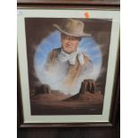 A print, after S Coffield, John Wayne, 60 x 45cm, plus frame and glazed