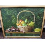 An oil painting, Lu Ting, Temptation, still life, 60 x 76cm, plus frame and glazed,see p13, The