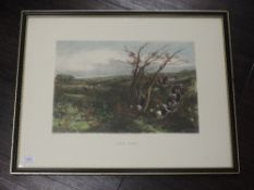 A print, after Shayer, Dead Beat, reprint hunting interest, 30 x 40cm, plus frame and glazed