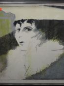 A print, lithograph, after Valerie Tarlton, Elle vous regarde froidement, numbered 3/7, signed and