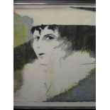 A print, lithograph, after Valerie Tarlton, Elle vous regarde froidement, numbered 3/7, signed and