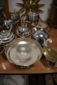 A selection of plated wares and similar tea pots including art deco styles and antique