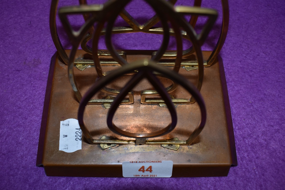 An art nouveau letter rack in brass and copper. - Image 6 of 6